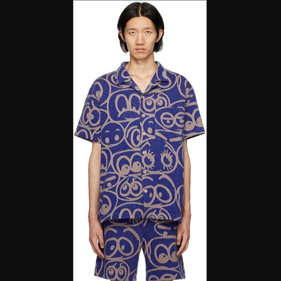 THE ELDER STATESMAN Men's Expression Short Sleeve Button Shirt Size Medium - Picture 6 of 8